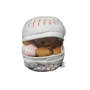 March of Dimes Bean Bags for Babies 2 in 1 Baseball Stuffed Brown Teddy Bear